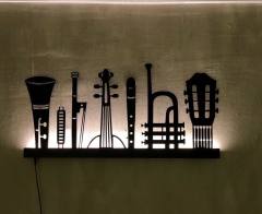 Enstrüman Dekor Keman Klarnet Gitar 50x100 cm ledli ışıklı