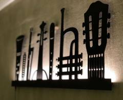 Enstrüman Dekor Keman Klarnet Gitar 50x100 cm ledli ışıklı