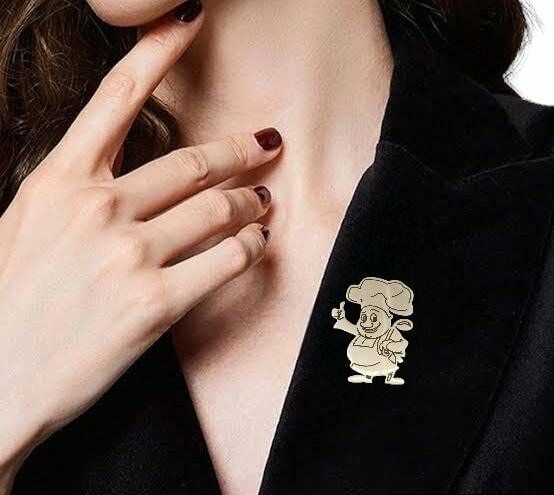 Şık Gold Aşçı Şef Model Broş - Yaka İğnesi Unisex Aksesuar