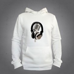 Kulaklık Mikrofon Kapüşonlu Sweatshirt Hoodie Ekru