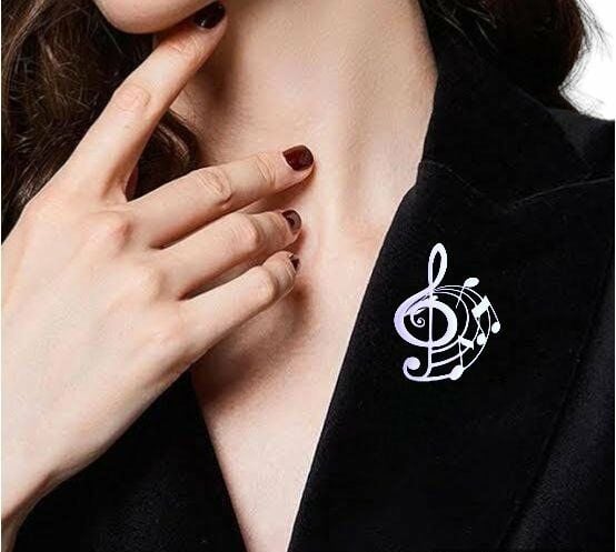 Şık Gümüş Sol Anahtarı Model Broş - Yaka İğnesi Unisex Aksesuar