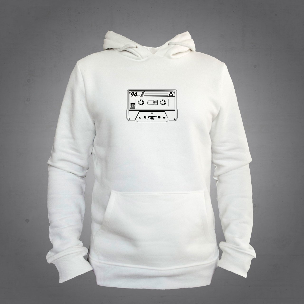 Kaset Kapüşonlu Sweatshirt Hoodie Ekru