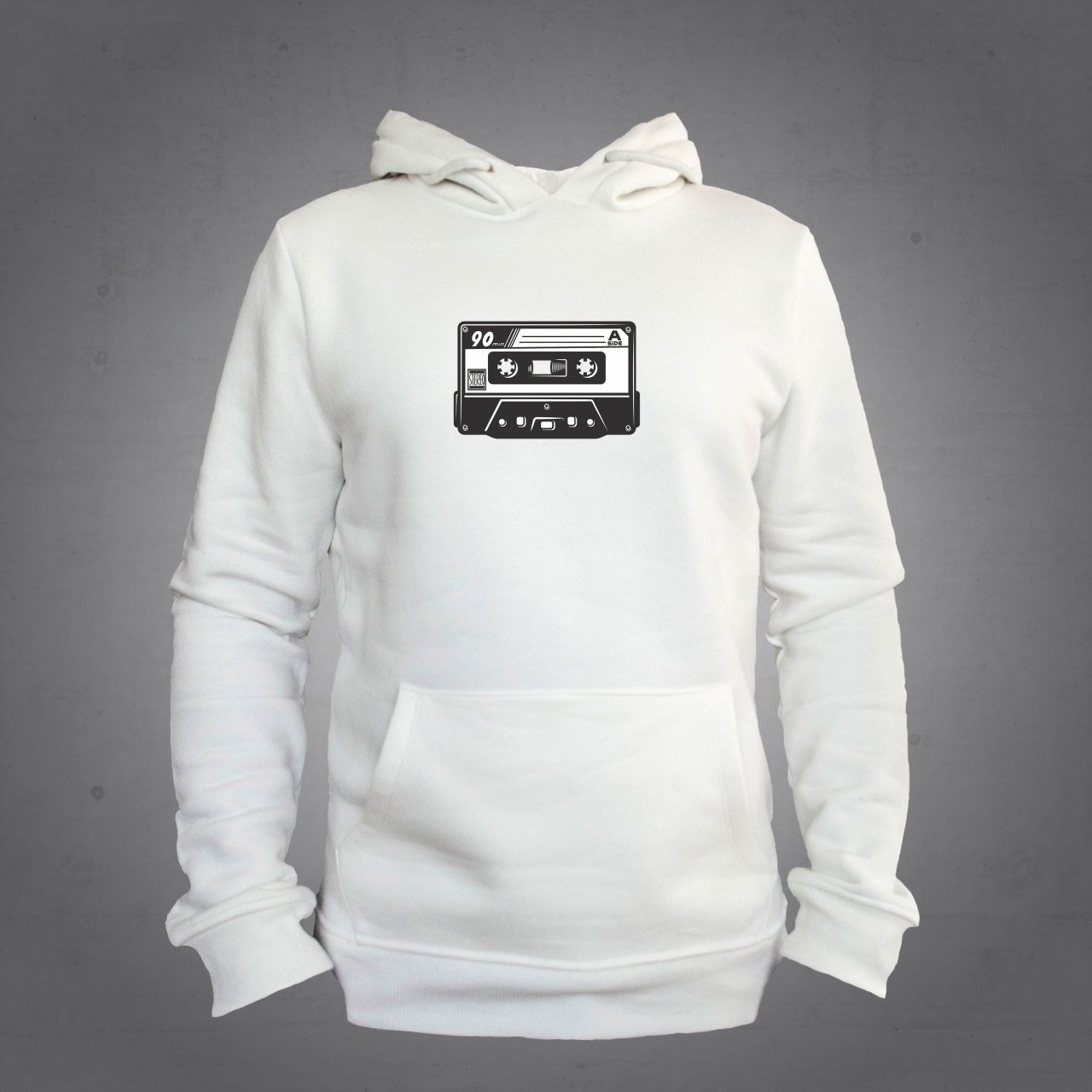 Kaset Kapüşonlu Sweatshirt Hoodie Ekru