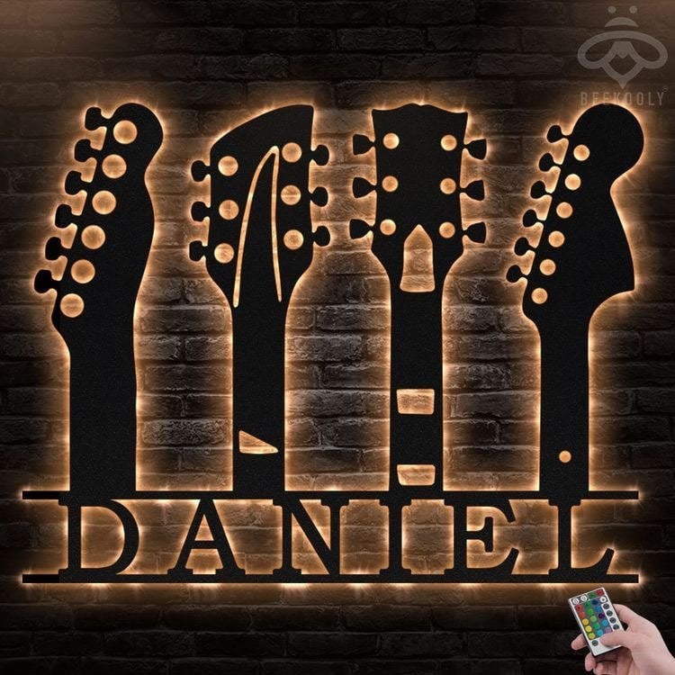 Gitar Duvar Dekoru Işıklı isimli