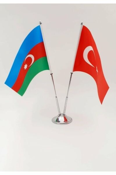 Azerbaycan - Türkiye Masa Bayrağı Çiftli