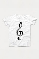 Sol Anahtar Beyaz Tshirt
