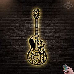 Gitar Duvar Dekoru Işıklı 50x100cm