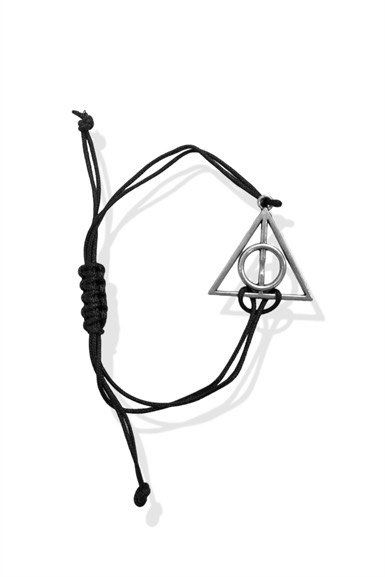 Harry Potter Ölüm Yadıgarları Üçgen Ayarlanabilir Siyah İpli Bileklik
