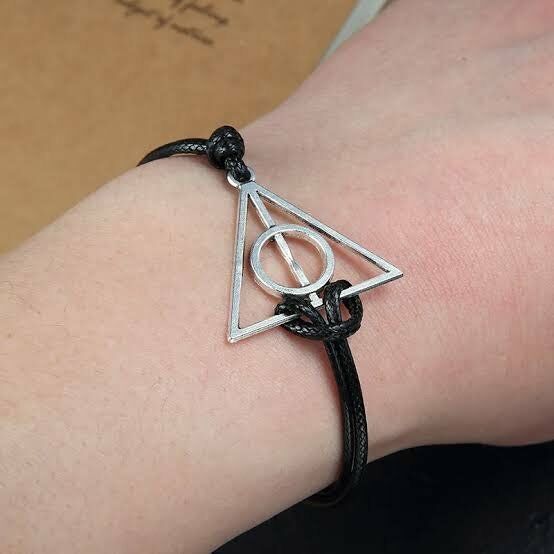 Harry Potter Ölüm Yadıgarları Üçgen Ayarlanabilir Siyah İpli Bileklik