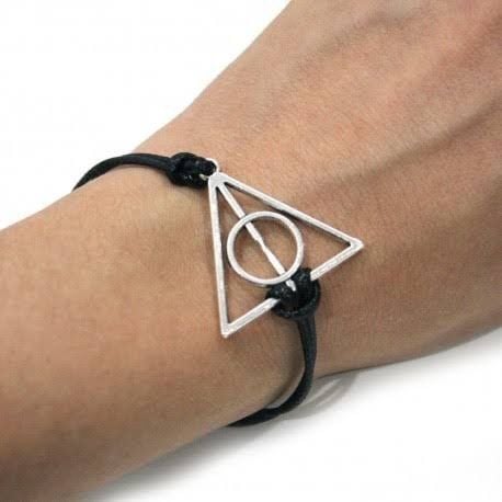 Harry Potter Ölüm Yadıgarları Üçgen Ayarlanabilir Siyah İpli Bileklik