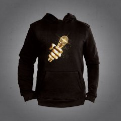 Mikrofon Kapüşonlu Sweatshirt Hoodie Siyah