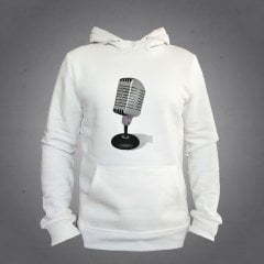 Mikrofon  Kapüşonlu Sweatshirt Hoodie Ekru L