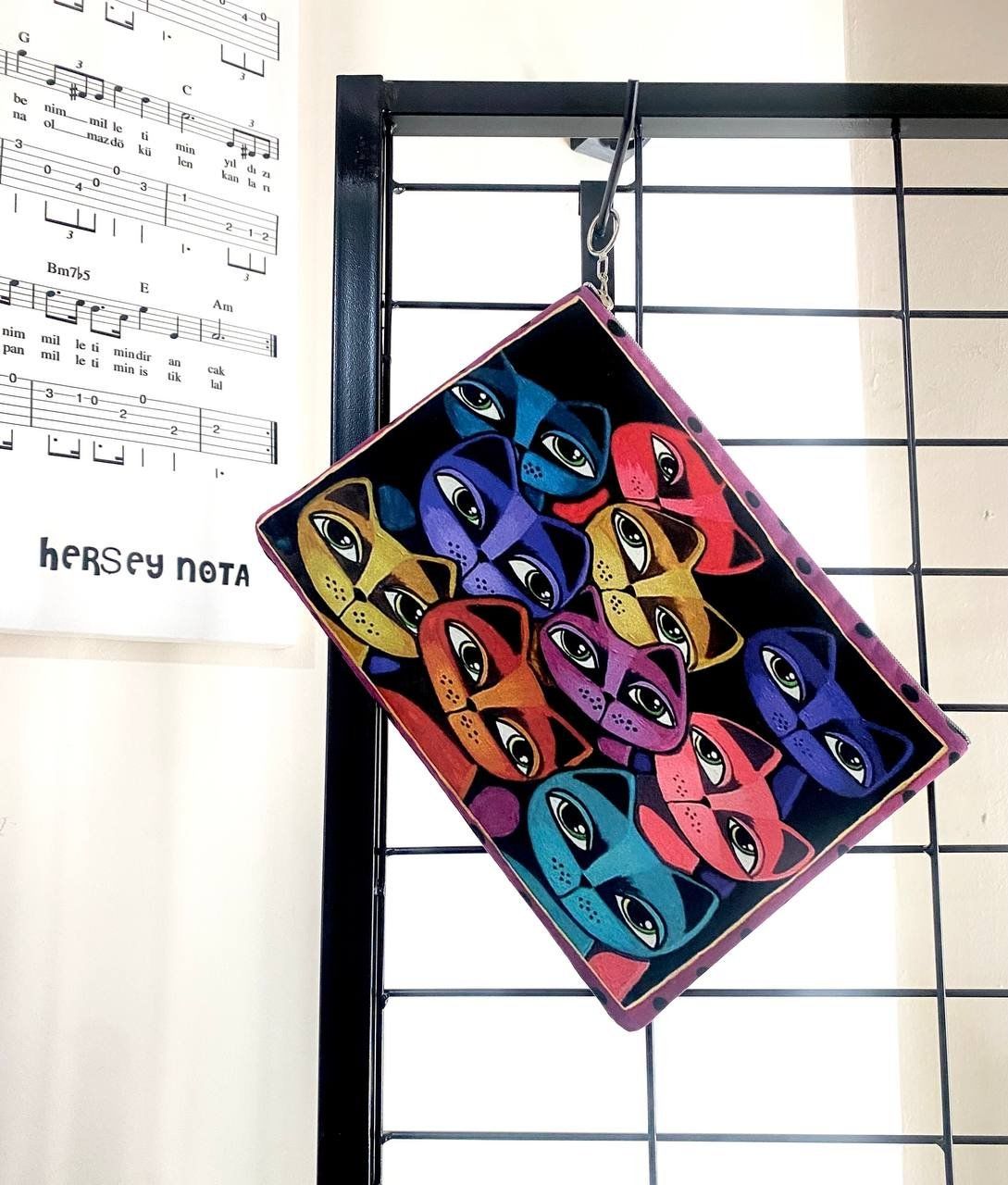 Renkli kediler Clutch Portföy Çanta