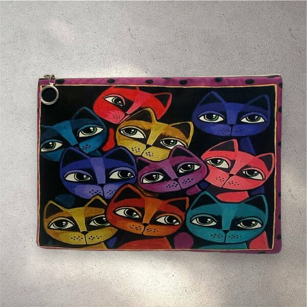 Renkli kediler Clutch Portföy Çanta