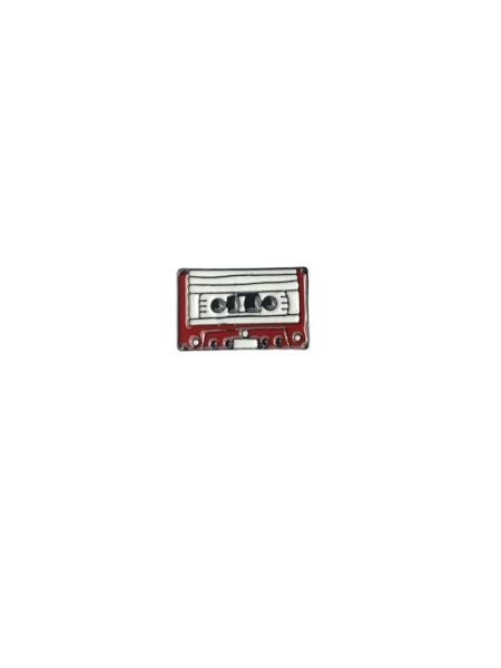 Vintage Kırmızı Teyp Kaset Müzik Çalar Hediyelik Rozet