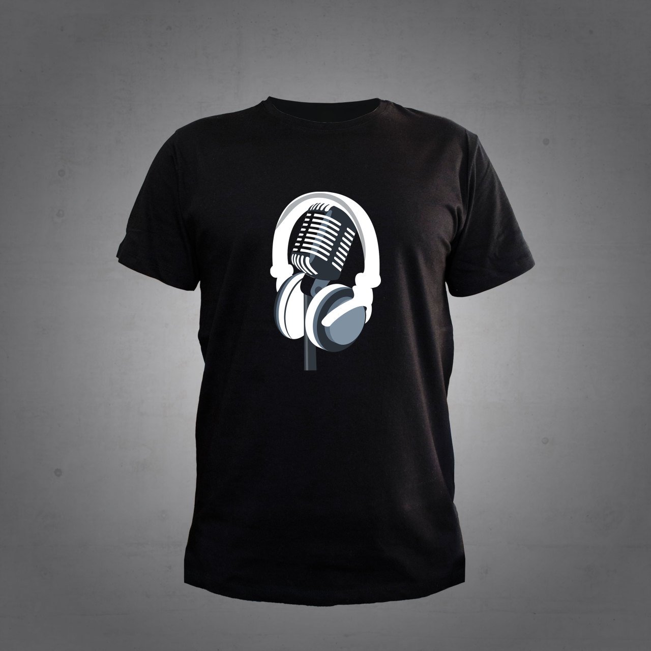 Kulaklık Mikrofon Siyah Tshirt