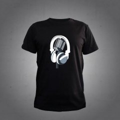 Kulaklık Mikrofon Siyah Tshirt