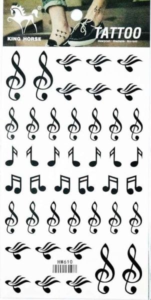 Sol Anahtar Müzik Melod Nota Geçici Dövme Küçük