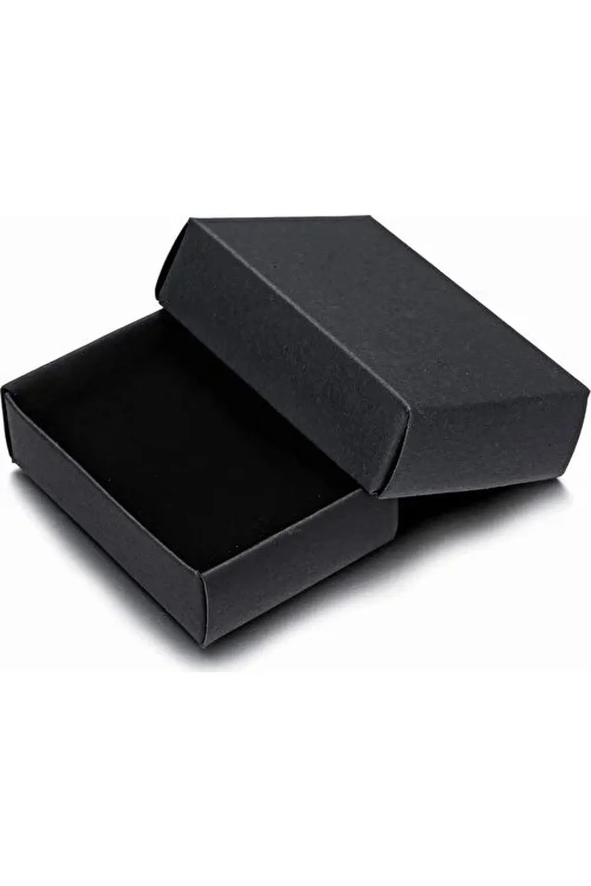 Siyah Karton Mini Takı Kutusu Kolye & Küpe & Bileklik & Yüzük Kutusu Hazır Içi Süngerli 4x5x3 .5