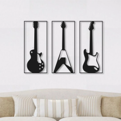 Gitar 3 lü Set  Duvar Dekoru Işıksız Tanesi 20x60cm 3 adet