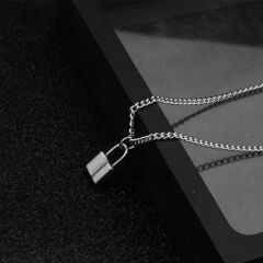 Kilit Kolye Unisex 925 Ayar Gümüş Kaplama