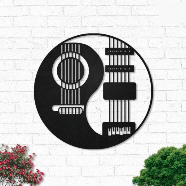 Yin Yang Gitar Duvar Dekoru Işıksız Işıksız 100x100cm