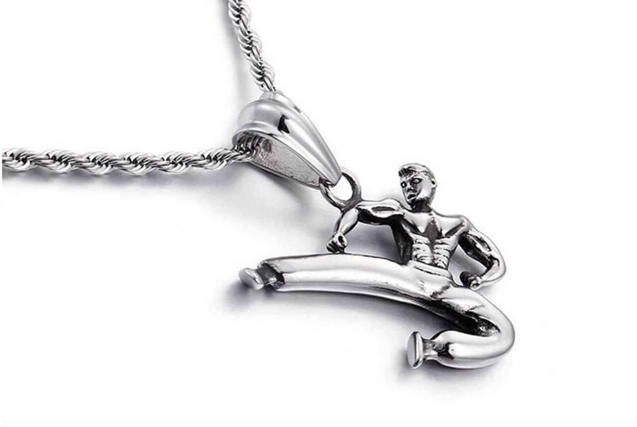 Kung Fu Unisex 925 Ayar Gümüş Kaplama Kolye