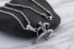 Kung Fu Unisex 925 Ayar Gümüş Kaplama Kolye