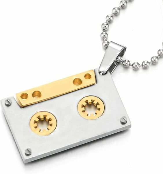 Kaset Kolye Gümüş Gold Paslanmaz çelik 316L