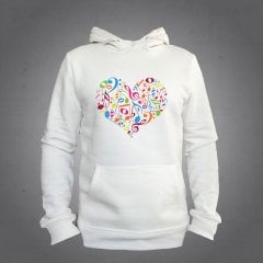 Kalp Notalar Kapüşonlu Sweatshirt Hoodie Ekru L