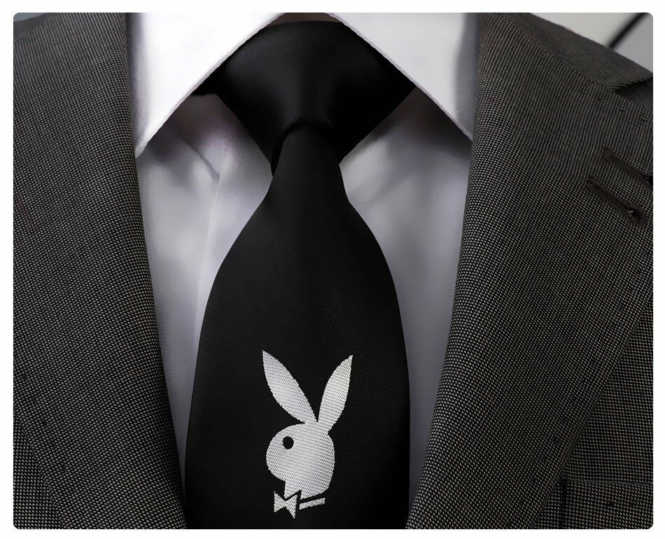Playboy Tavşan Simgesi Siyah Kravat