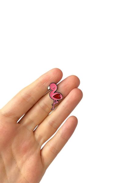 Flamingo Pembe Kuş Hayvansever Şık Hediyelik Rozet