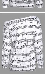 Yarım Kol Nota Desenli Kadın Sweatshirt