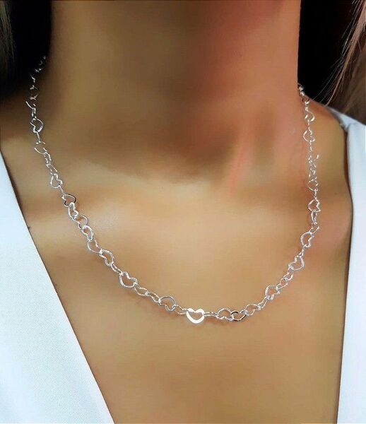 Chain Heart Kalp Sevgili Hediye Kolye
