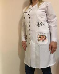 Nota Desenli Kişiye Özel İsimli Öğretmen Önlüğü