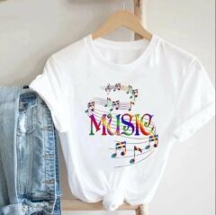 Music Notalar Beyaz Unisex T-Shirt M