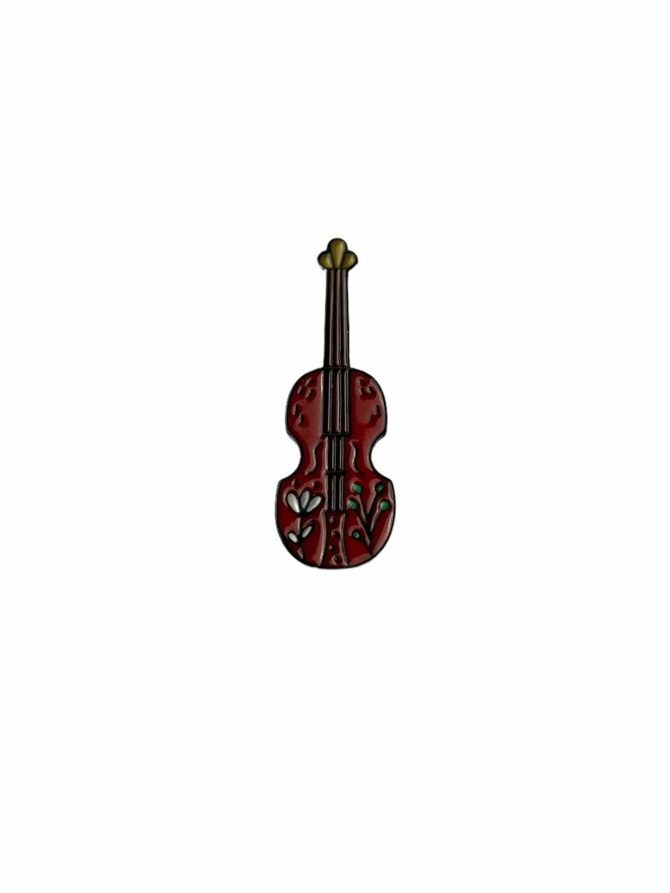 Çiçekli Desenli Çello Müzik Aleti Hediyelik Rozet