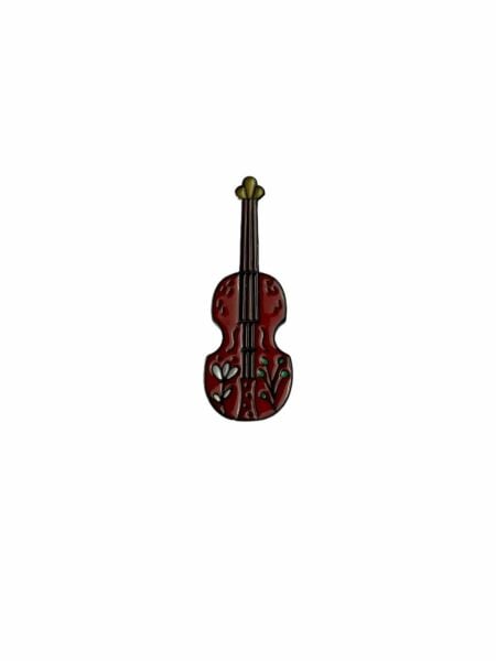 Çiçekli Desenli Çello Müzik Aleti Hediyelik Rozet
