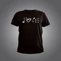 Aşk Love Nota Siyah Tshirt