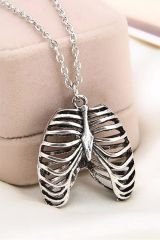 Moda Gotik Vintage Göğüs Kafesi Kolye Anatomik İskelet Kalp  Retro Kolye Takı