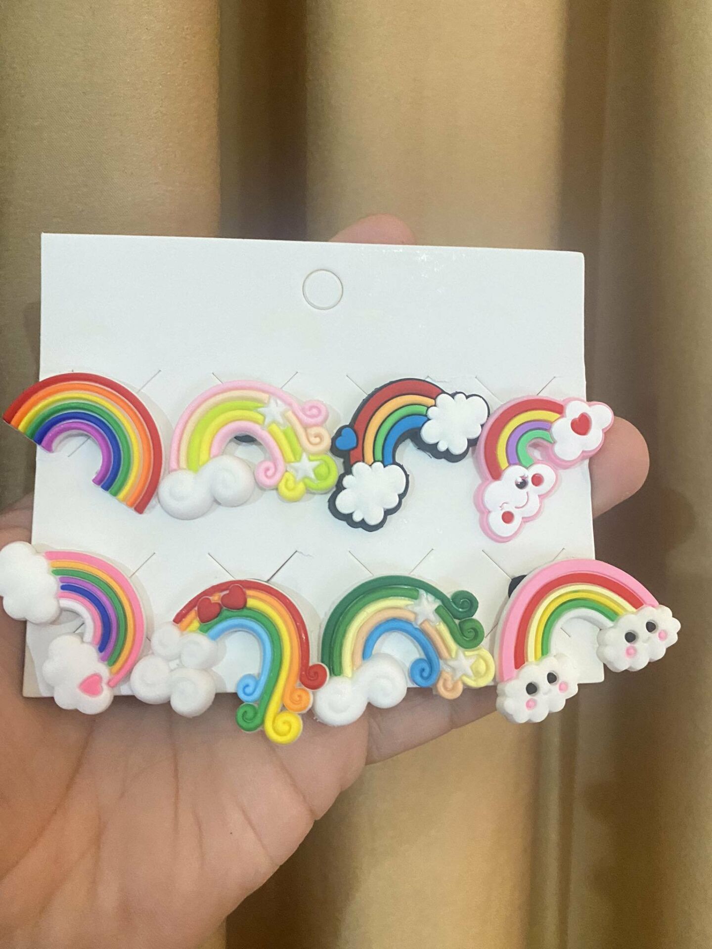 Gökkuşağı Crocks Terlik Süsü Jibbitz Crocs Aksesuarı 8 Adet