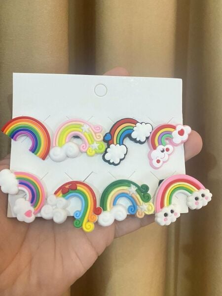 Gökkuşağı Crocks Terlik Süsü Jibbitz Crocs Aksesuarı 8 Adet