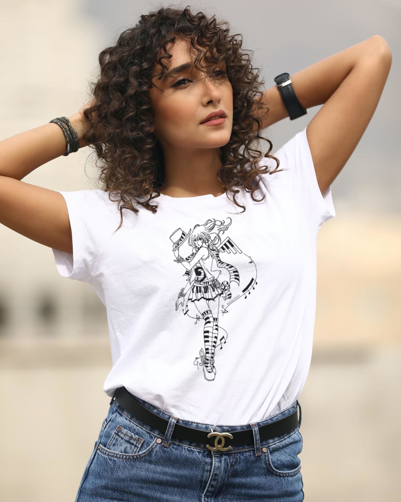 Anime Ay Savaşçısı Nota Piyano Unisex  Tshirt