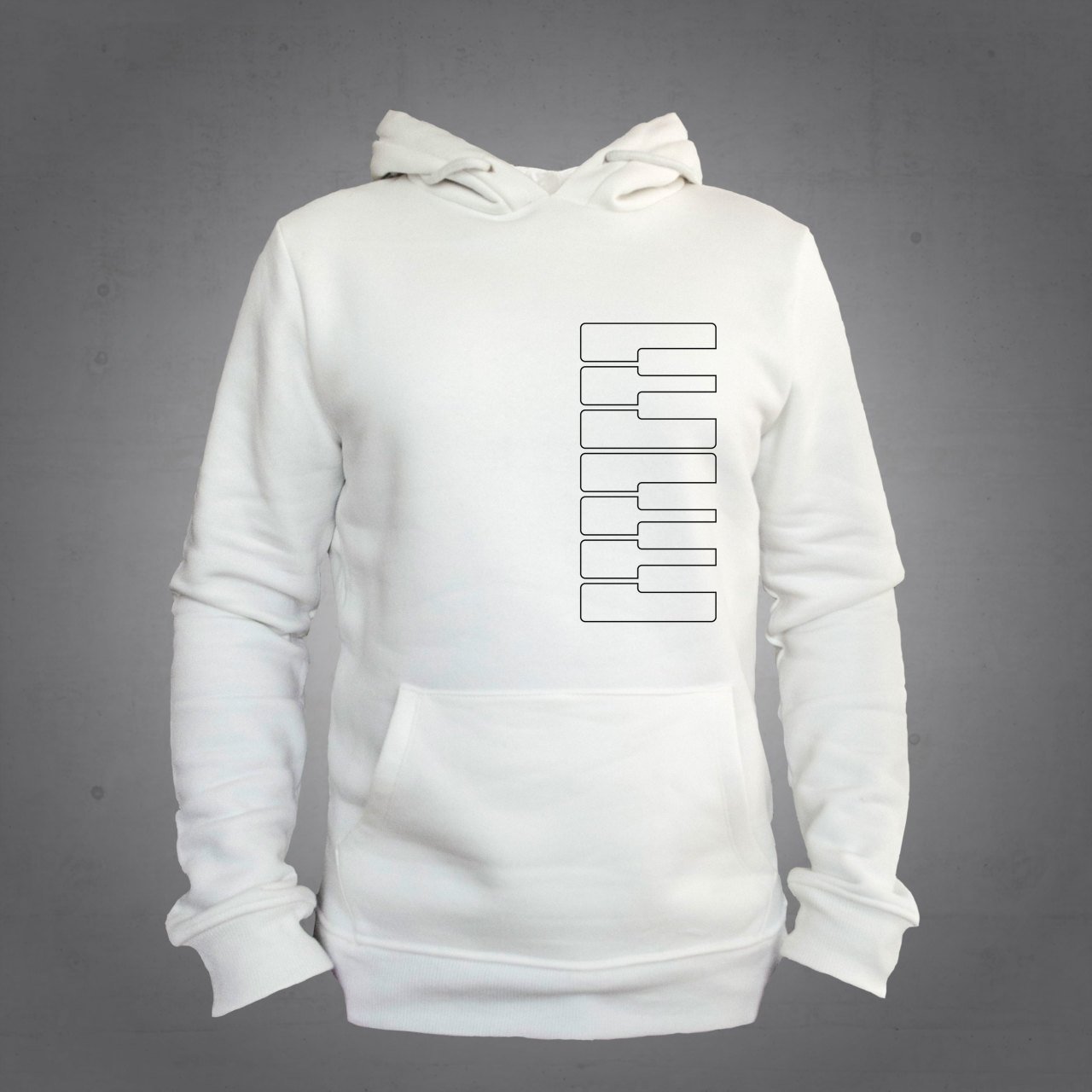 Piyano Dikey Kapüşonlu Sweatshirt Hoodie Ekru L