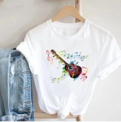Gitar Sol Anahtar Beyaz Unisex T-Shirt