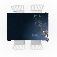 Music Mikrofon Desen Masa Örtüsü