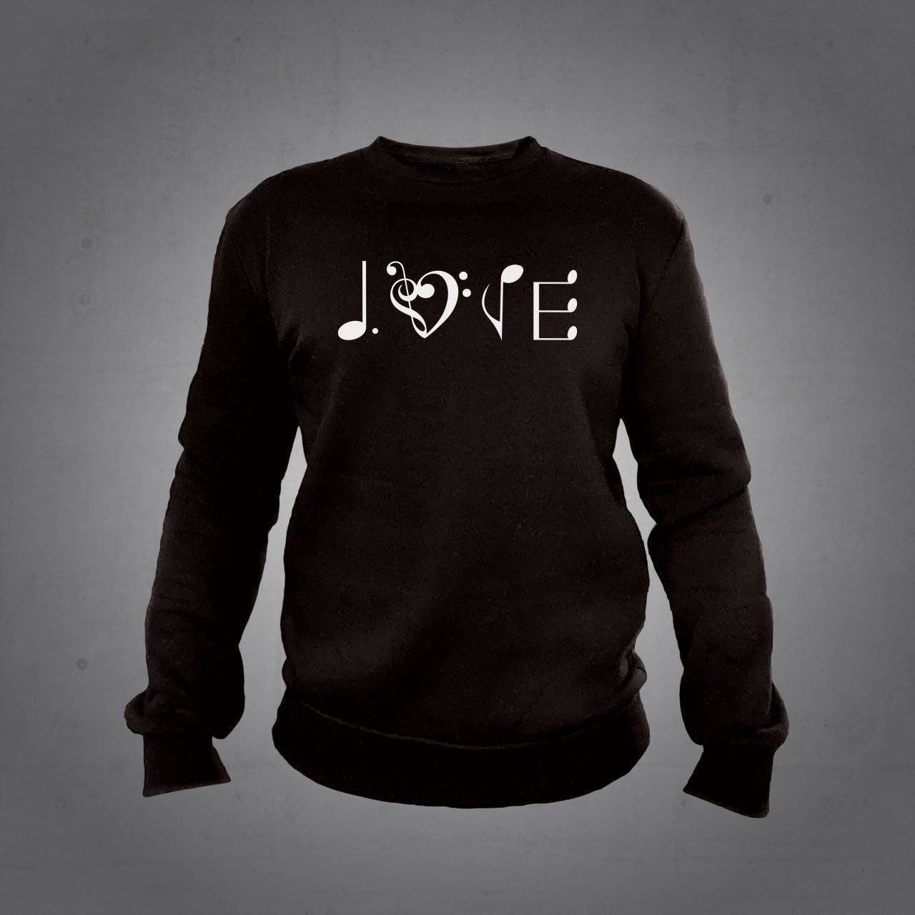 Aşk Love Nota Sweatshirt Siyah Unisex