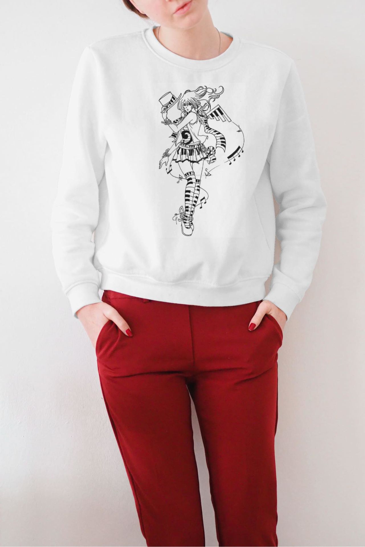 Anime Ay Savaşçısı Nota Piyano Unisex Sweatshirt