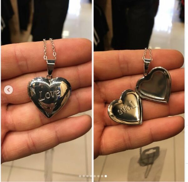 316L Çelik Gümüş İçi Açılır Kalp Love Kapaklı Fotoğraf Koyulabilen Kadın Kolye