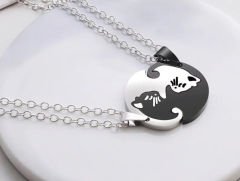 Yin-yang Cats Kedi İkili Sevgili Arkadaşlık Siyah Beyaz Unisex Kolye yinyang